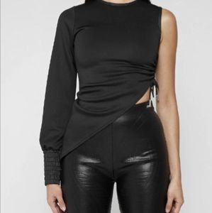 Maniere De Voir One Shoulder Top (Black)